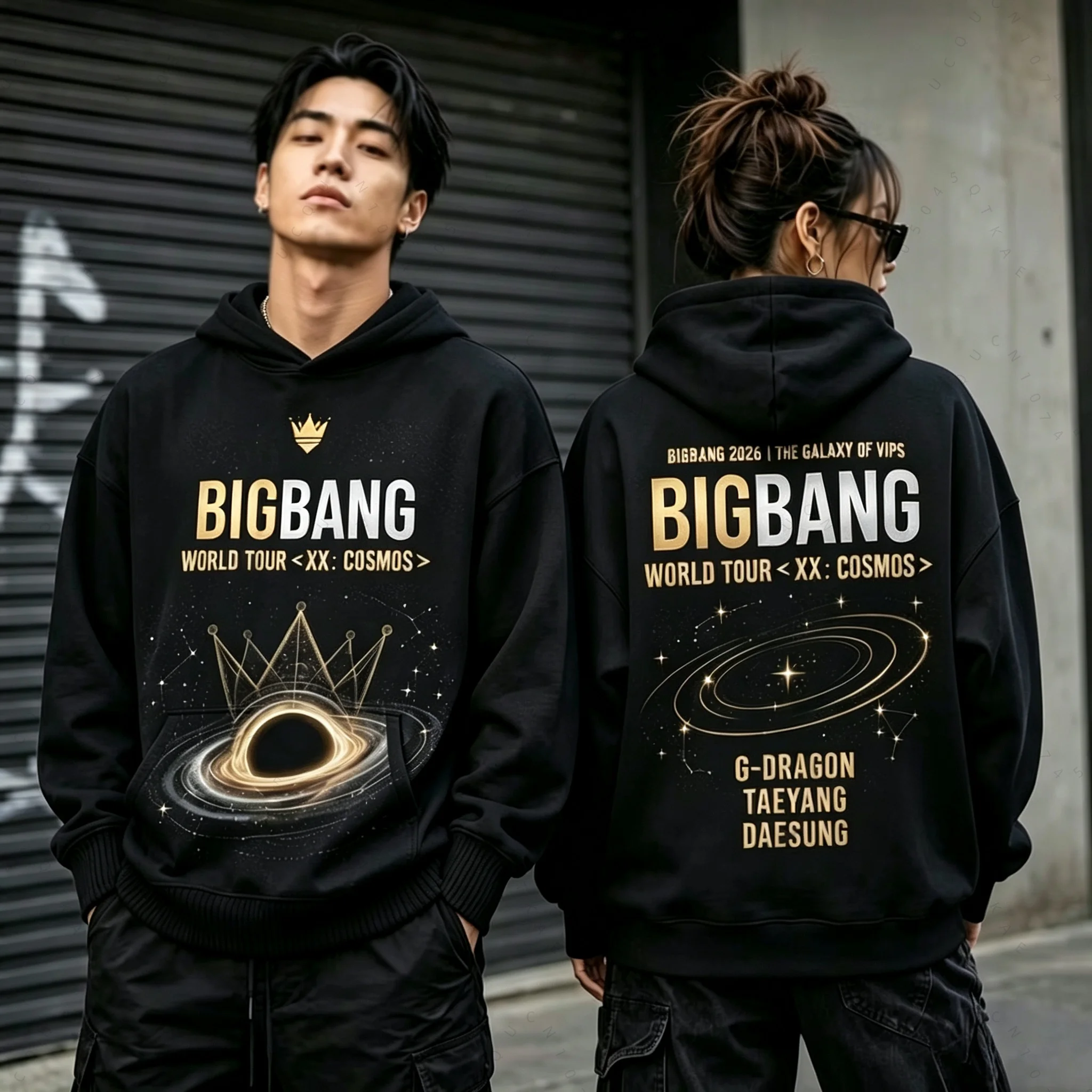 BIGBANG 20Th Anniversary Concert Hoodies Double Sided Unisex Oversized Loose Casual Kpop Streetwear Motorcycle Hat Sweatshirt