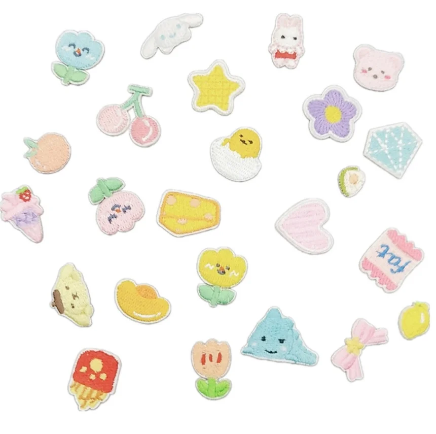 10 Pcs Stick On Mini Animals Flowers Embroidered Patch Clothing Hat Bag Shoe Repair Material Phone Gift Box Decor DIY Accessory