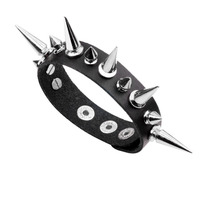 Kirykle Punk Rock Bracelet for Women Men Fashion Goth Metal Rivet Genuine Leather Bracelet Wide Leather Spike Cuff Bangle Gift