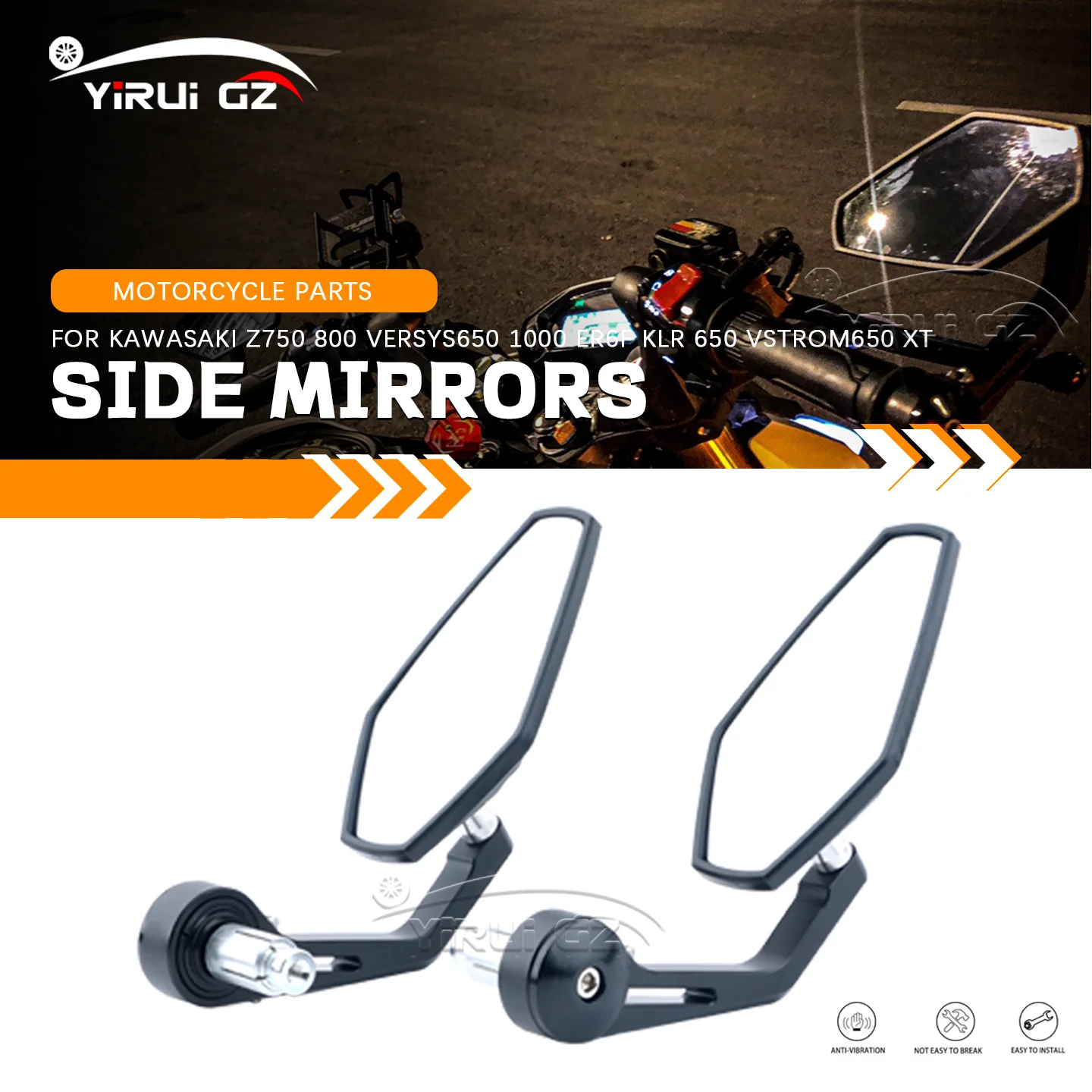 Motorcycle Mirror FOR Z750 800 Versys650 1000 er6f 7/8