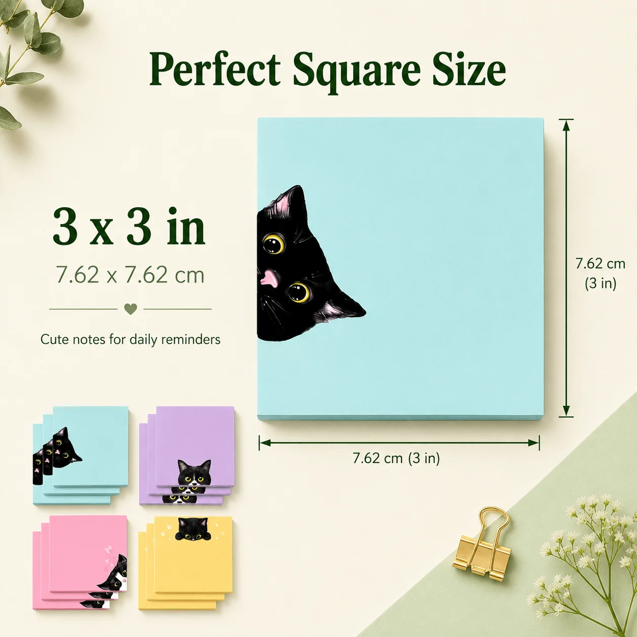 12 Pcs Black Cat Sticky Notes Perfect Gift For Cat Lovers Kitten Designs For School Office Teachers Supplies Diaries Planners
