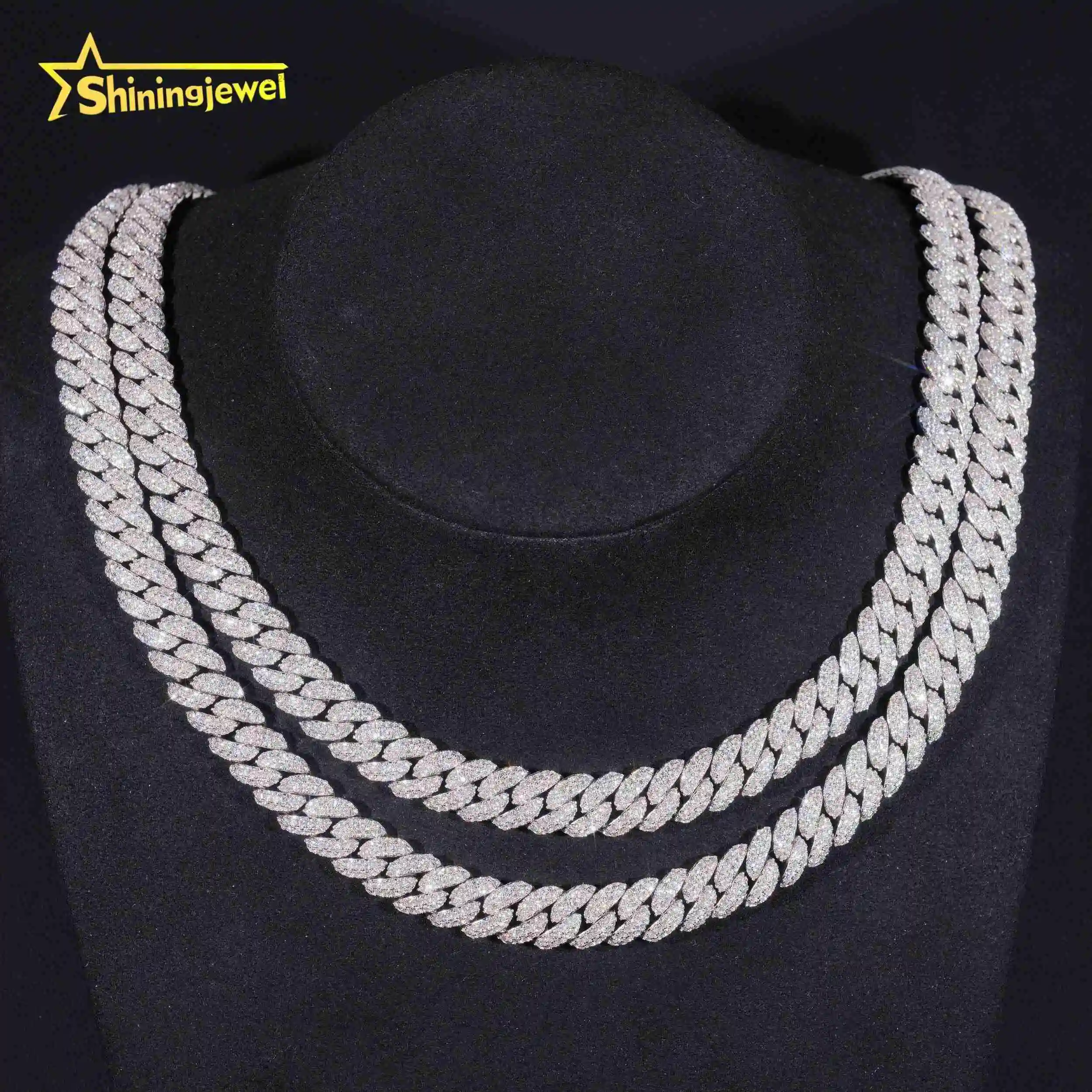 Pass Sale Hot Diamond Tester 925 Silver Hip Hop Style Iced Out 10mm Moissanite Cuban Link Chain..