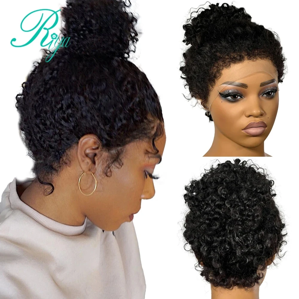 Afro Curly Baby Hair Wig 250% Kinky 4C Edge Wigs HD Lace Frontal Wigs Kinky Curly 13x6 Transparent Lace Front Wig Human Hair