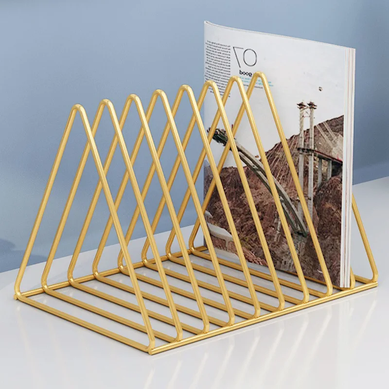 1pcs Nordic Minimalist Style Triangle Desktop Iron Wire Magazine Storage Rack Office Home Study File Organizer Dropshipping