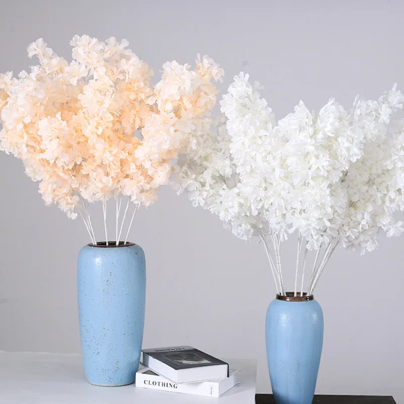 YO CHO Cherry Blossoms Fake Flower Branch  Gypsophila Artificial Flowers for Party  Wedding Ceiling Decor  Encrypted Silk Flower