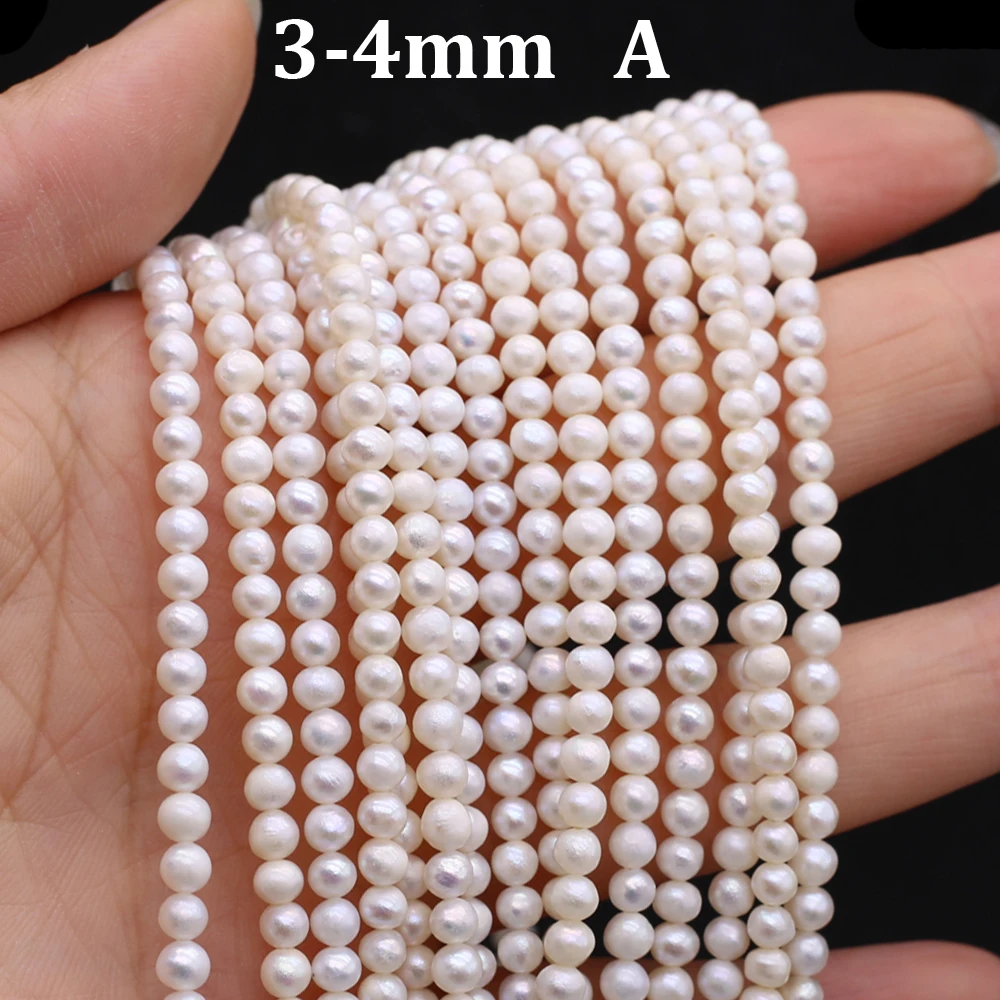 

3-4mm A Nearround Pearls Natural Freshwater Pearls Spacer Beads for Jewelry Making Supplies DIY Necklace Bracelet Accessories