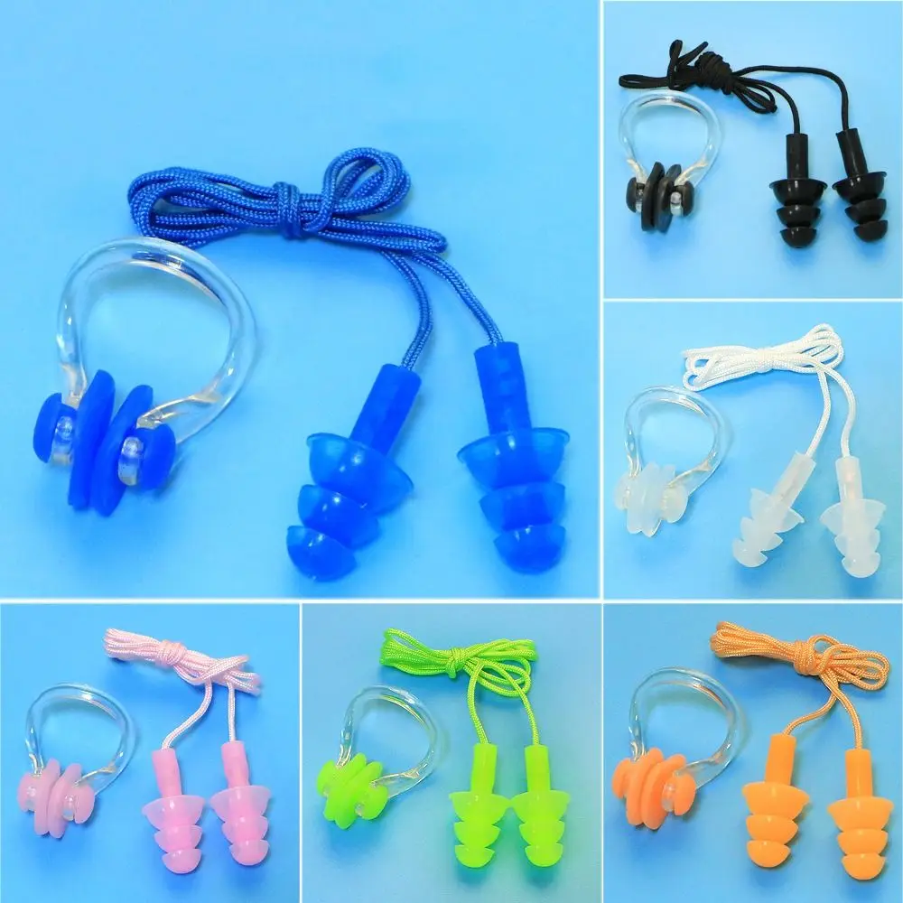 New Soft Silicone Ear Plugs With Box Waterproof 7 Colors Nose Clip Prevent Water Protection Snore Hearing Protect Sleep