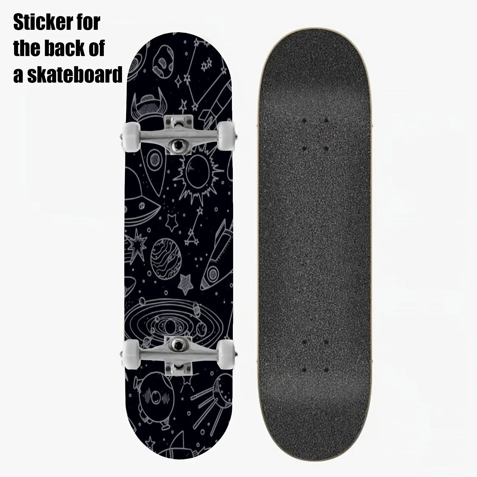 

1 шт. наклейка на заднюю панель скейтборда в стиле стрит-панк с модным мультяшным принтом серии "Космическая звездная ракета" - самоклеящаяся ПВХ-наклейка.