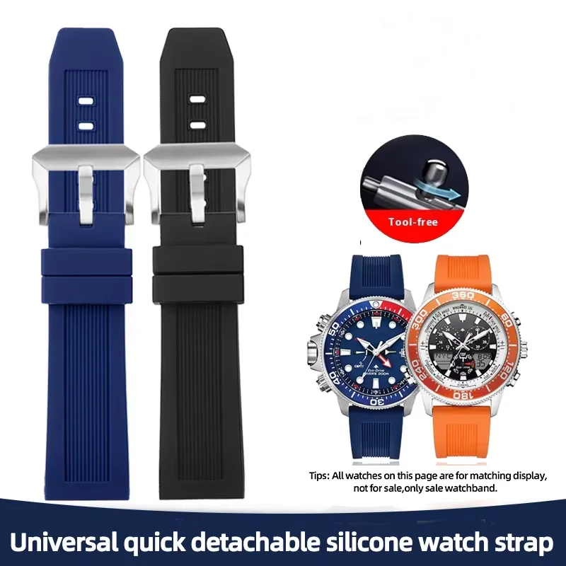 

Sports Silicone Watch Accessories For Citizen Promaster Series CC3060-10 BJ2167 Rubber Watchband 22mm Pin Buckle Strap