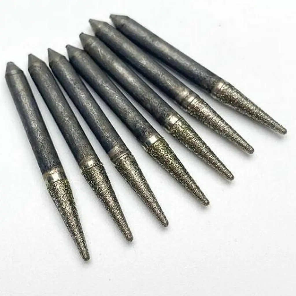 Tapered Diamond Stone Grinding Head Milling Cutters for CNC Fine Carving Jade 10pcs 4mm CED0.5-1.5mm Electroplating Router Bits