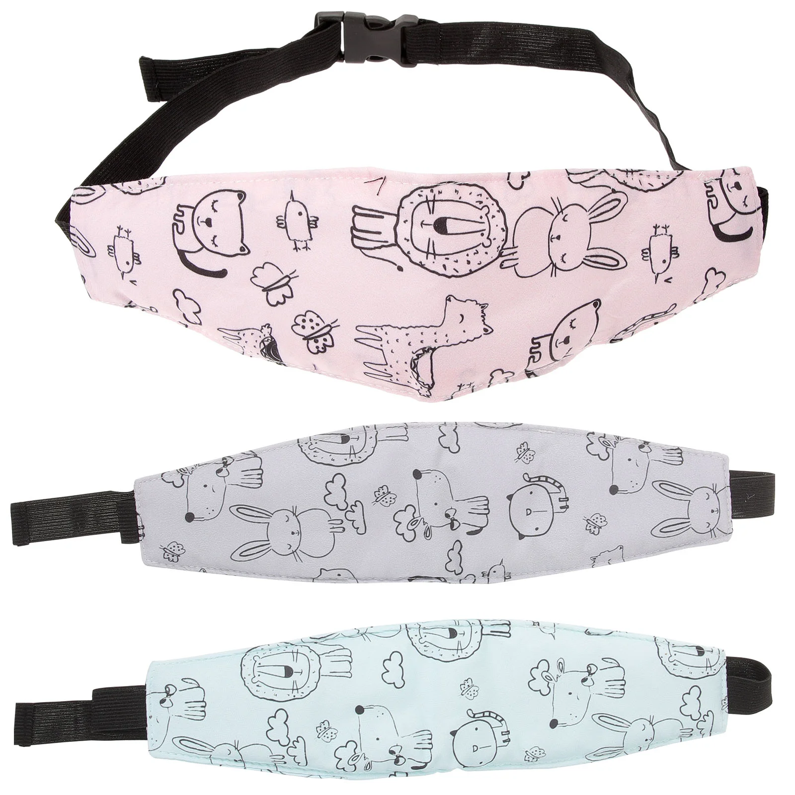 3 Pcs Baby Stroller Safety Seat Strap Infant Trolley Head Band Car Support Animal Kids Pure Cotton Sleeping Essential