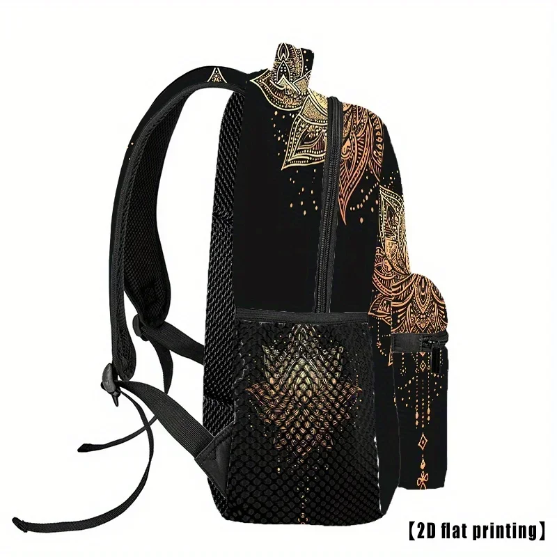 Custom Bag Art Print Of The Golden Lotus Mandala / A Stylish Backpack For Both Men And Women Featuring Adjustable And Comfy Shou