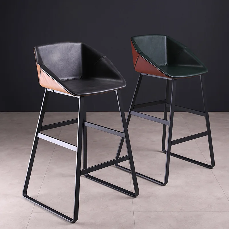 

Leather Black Bar Chair Modern Luxury High Back Island Reinforce Bar Chair Waterproof Library Tabourets De Bar Home Furniture