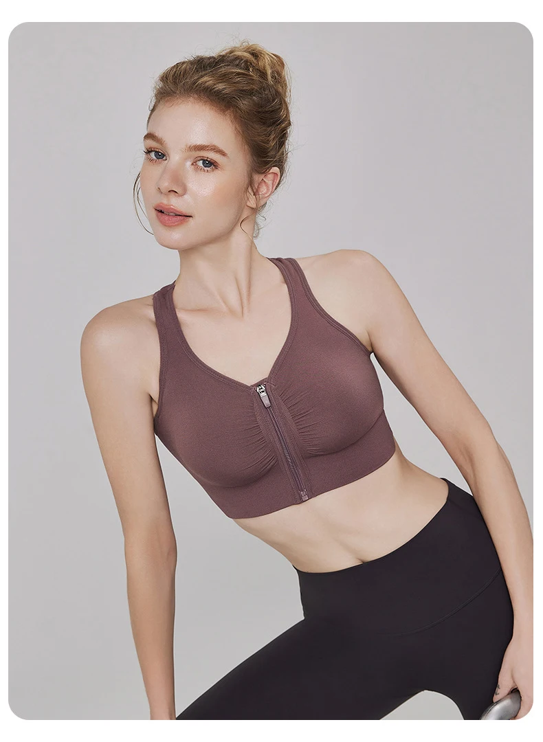CZGUKE Damen Sport-BH mit Reißverschluss, Plus Size, stoßfester BH, Damen Yoga-Lauf-Fitness-BH, Damen-Unterwäsche – Detail 7
