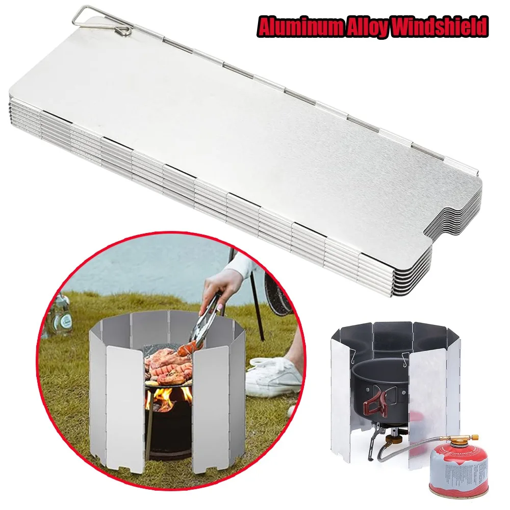 Campingkocher-Windschutz, faltbarer Outdoor-Windschutz aus Aluminiumlegierung für Butanbrenner, BBQ-Windschutz, Kocher-Schutzschild