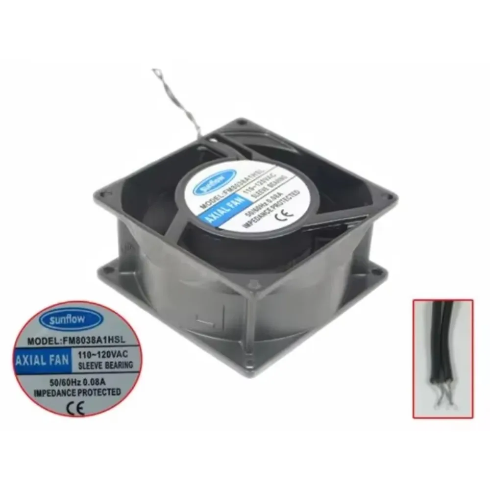 

Вентилятор охлаждения Sunflow FM8038A1HSL AC 120V 0.08A 80x80x38мм, 2-проводной
