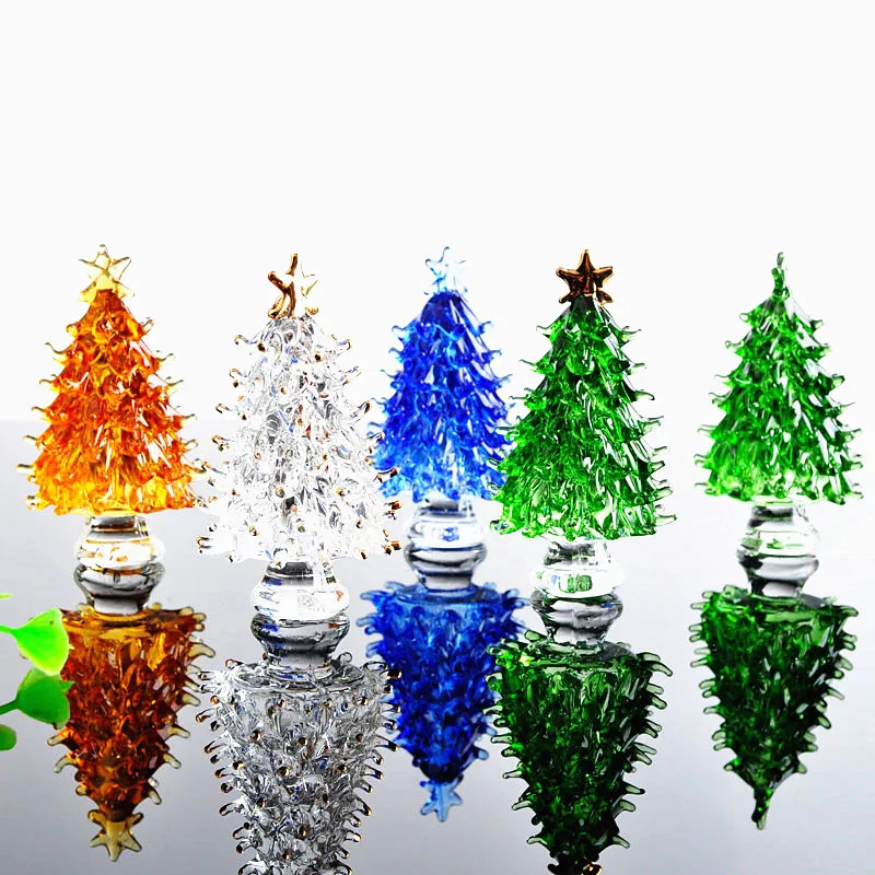 65*40mm Top Quality 4Colors Crystal Glass Lucky Christmas Tree Fashion Cute Home & Display Window Decoration Diy Kids Gift