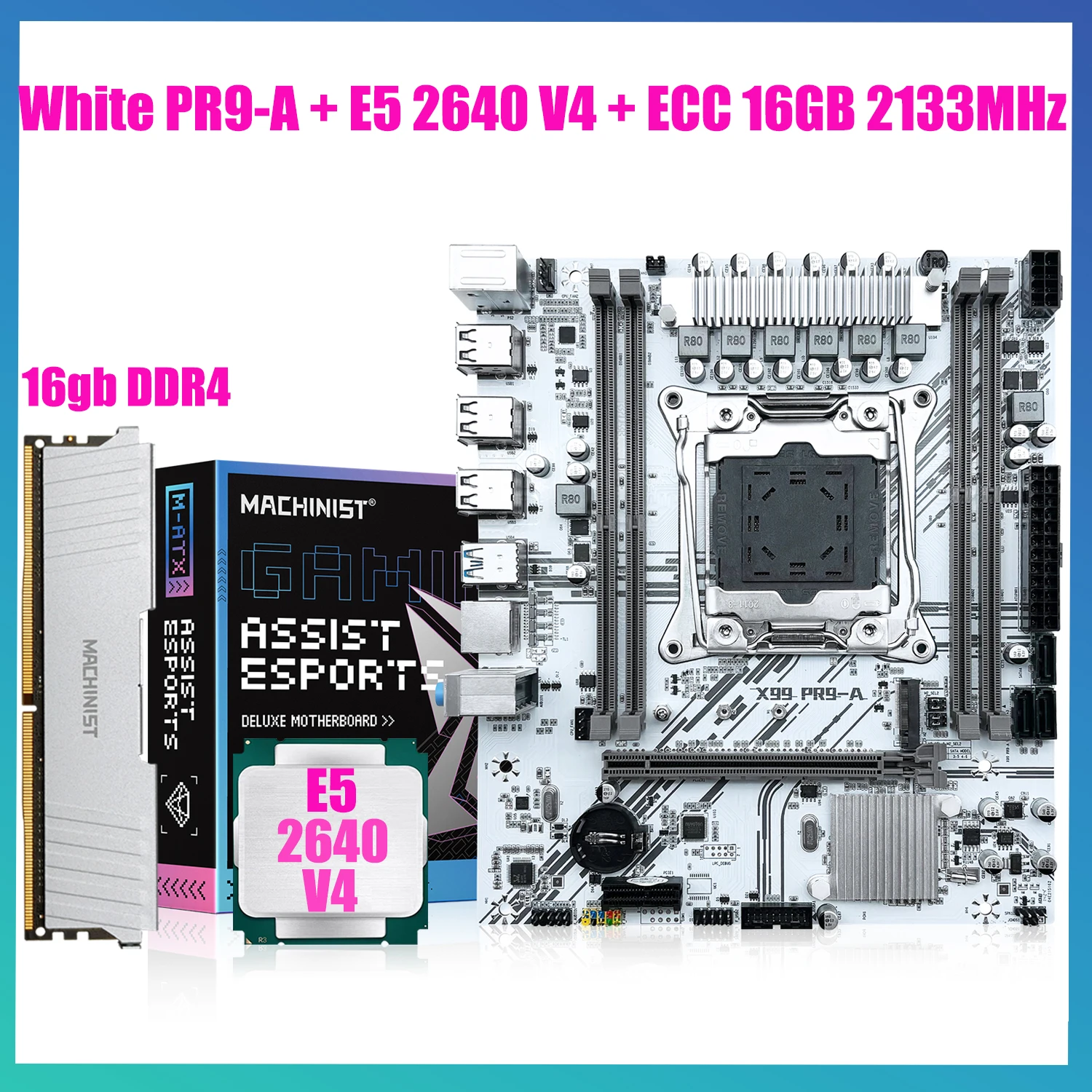 

MACHINIST X99 Motherboard LGA 2011-3 Kit with Intel Xeon E5-2640 V4 CPU 16GB DDR4 2133MHz Memory PR9-A Support NVME SATA M.2