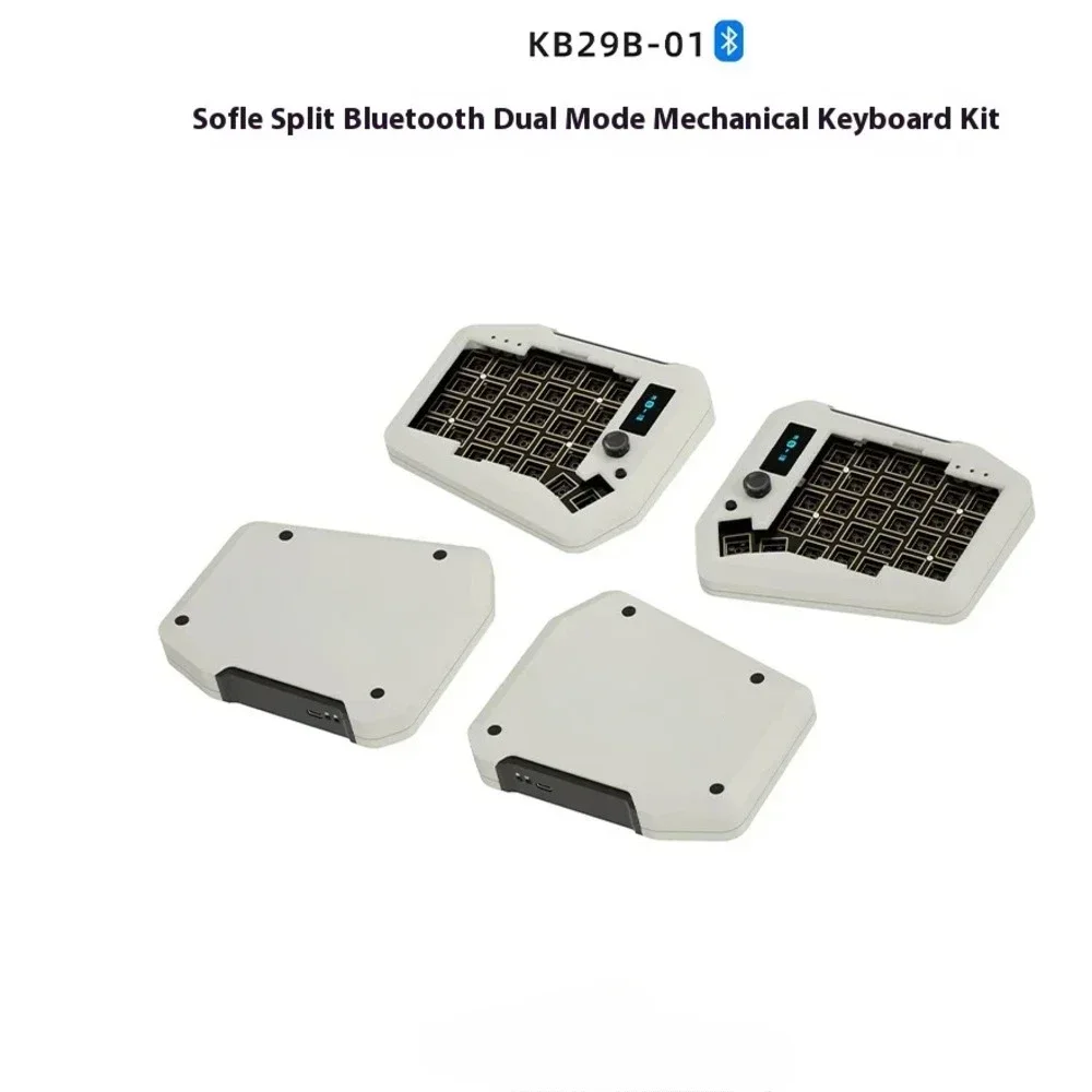 KB29B-01 Sofle Split Mechanical Keyboard Aluminium Alloy With Two Knobs Dual Mode Gaming Keyboard Hot Swap RGB VIA Custom
