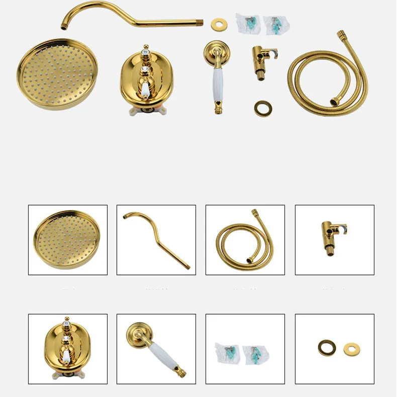 Titanium Alloy Bathroom Shower Set Wall Mounted Rainfall Bathroom Shower System Pressure Balancing Shower Mixer Valve