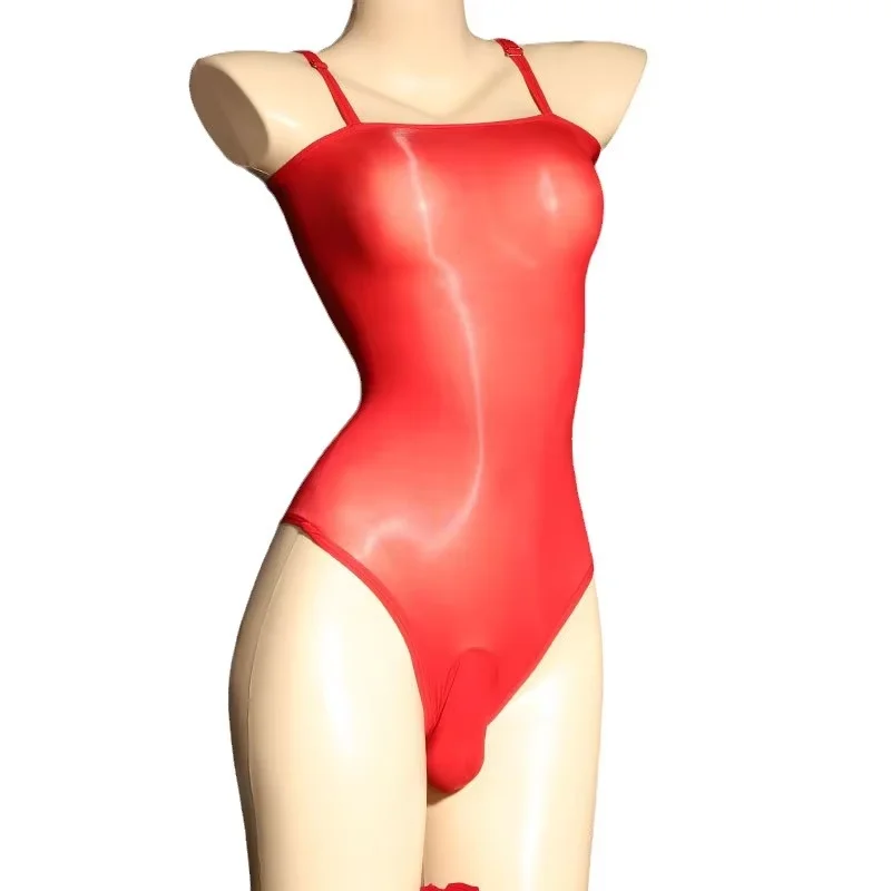 

Мужской купальник, блестящее бесшовное блестящее женское нижнее белье, сексуальное Шелковистое гладкое прозрачное белье с открытым/закрытым облегающим верхом, одежда Gaywear