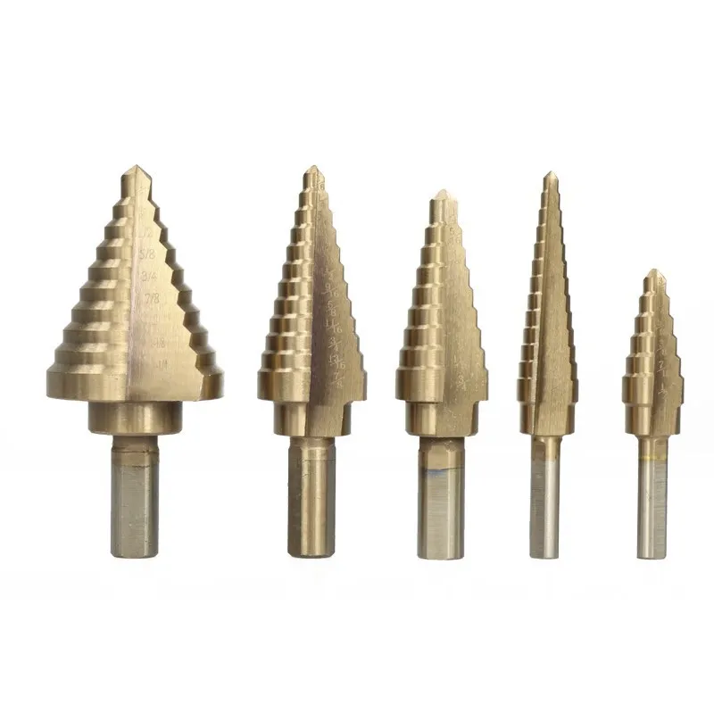 HSS 4241 Step Cone Drill TiCN Coated 6pcs Metal Drill Bit with Center Punch Metal Hole Cutter Drilling Tool