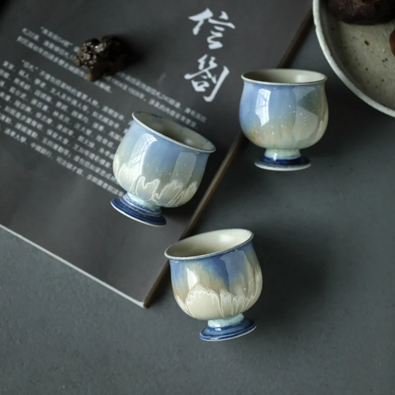 ★Jingdezhen Handmade Soda Kiln Tea Cup Porcelain Master Cup Tea Cup Jade Pink Amber Single Cup High Foot Cup