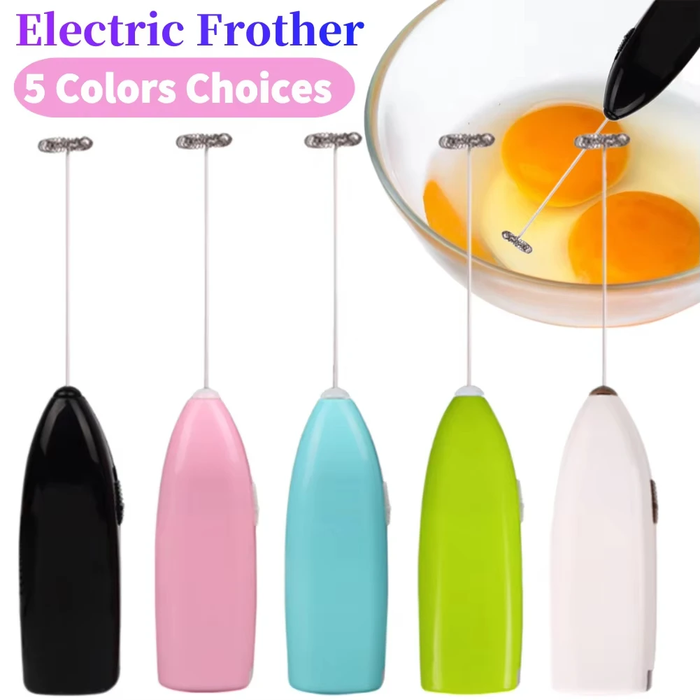 Handheld Electric Milk Frother, Battery Powered Coffee Foam Maker, Stainless Steel Whisk Drink Mixer for Egg Mixing