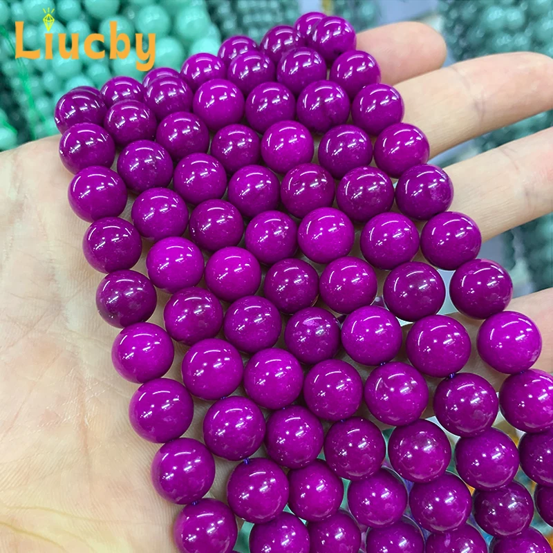 Lila Jaspe Naturstein Perlen Chinesischer Jader für Schmuckherstellung DIY Charm Armband Zubehör 15'' Großhandel 4/6/8/10/12mm a – Detail 6