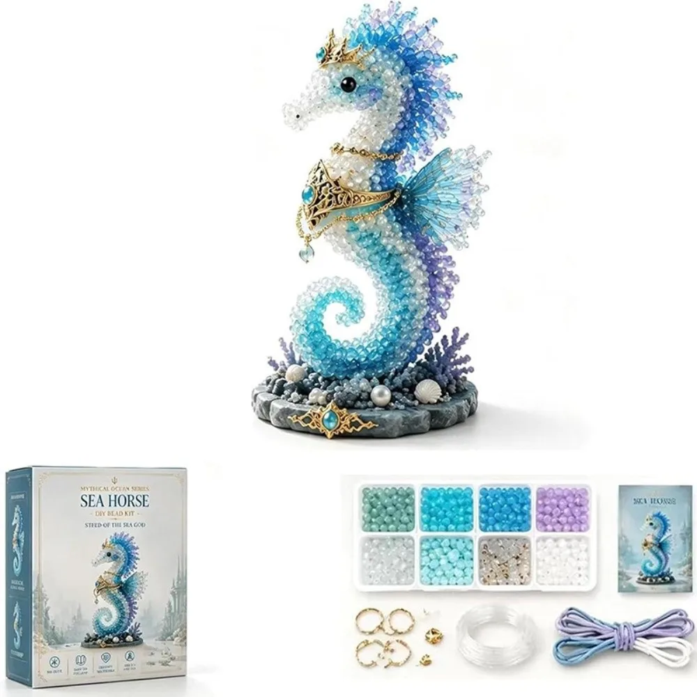 Handgefertigtes DIY-Set für Marineorganismen-Perlenstickerei, buntes Mini-3D-Perlen-Tier-Schlüsselanhänger-Bastelset, kleines Lernspielzeug – Detail 5