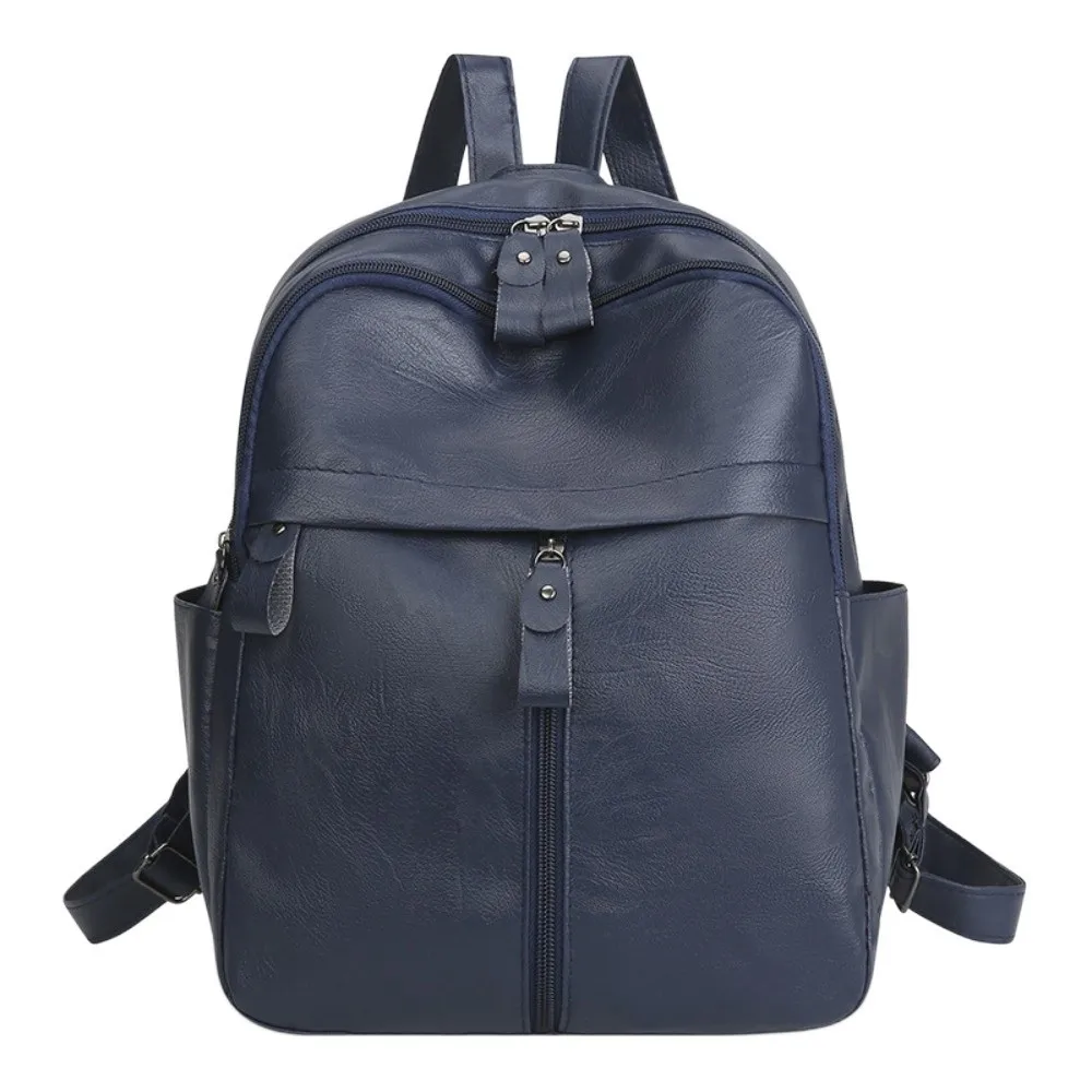 

Elegant Soft PU Backpack Korean Style Solid Color Large Capacity School Bag Anti-Splash Water Multi Pocket Casual Mom Daypack