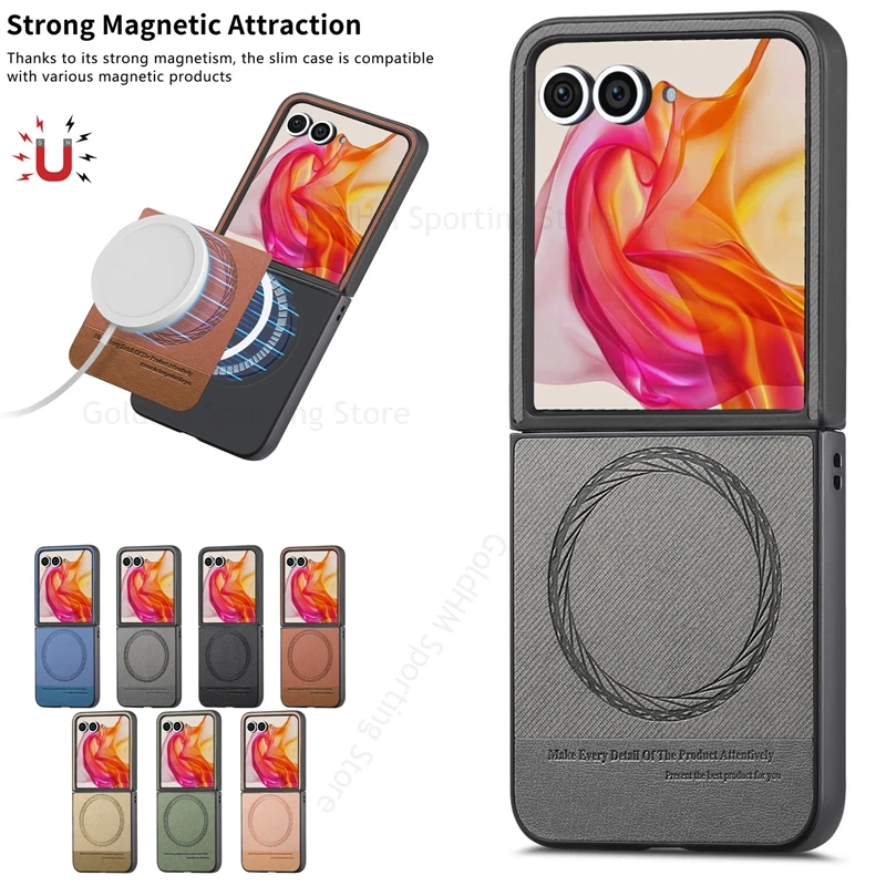 

Magnetic Leather Phone For Magsafe Case For Motorola Razr 60 Ultra Wireless Charging Back Protection Cover Razr 50 40 Ultra Capa