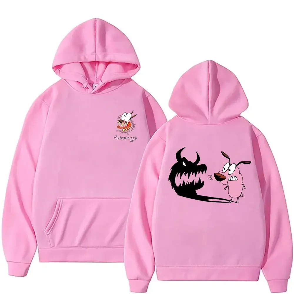 The Cowardly Dog Hoodies Long Sleeve Print Men Women Fashion Drop-shoulder Sleeve Sweatshirt Vintage Cartoon '90s Classic Hoodie