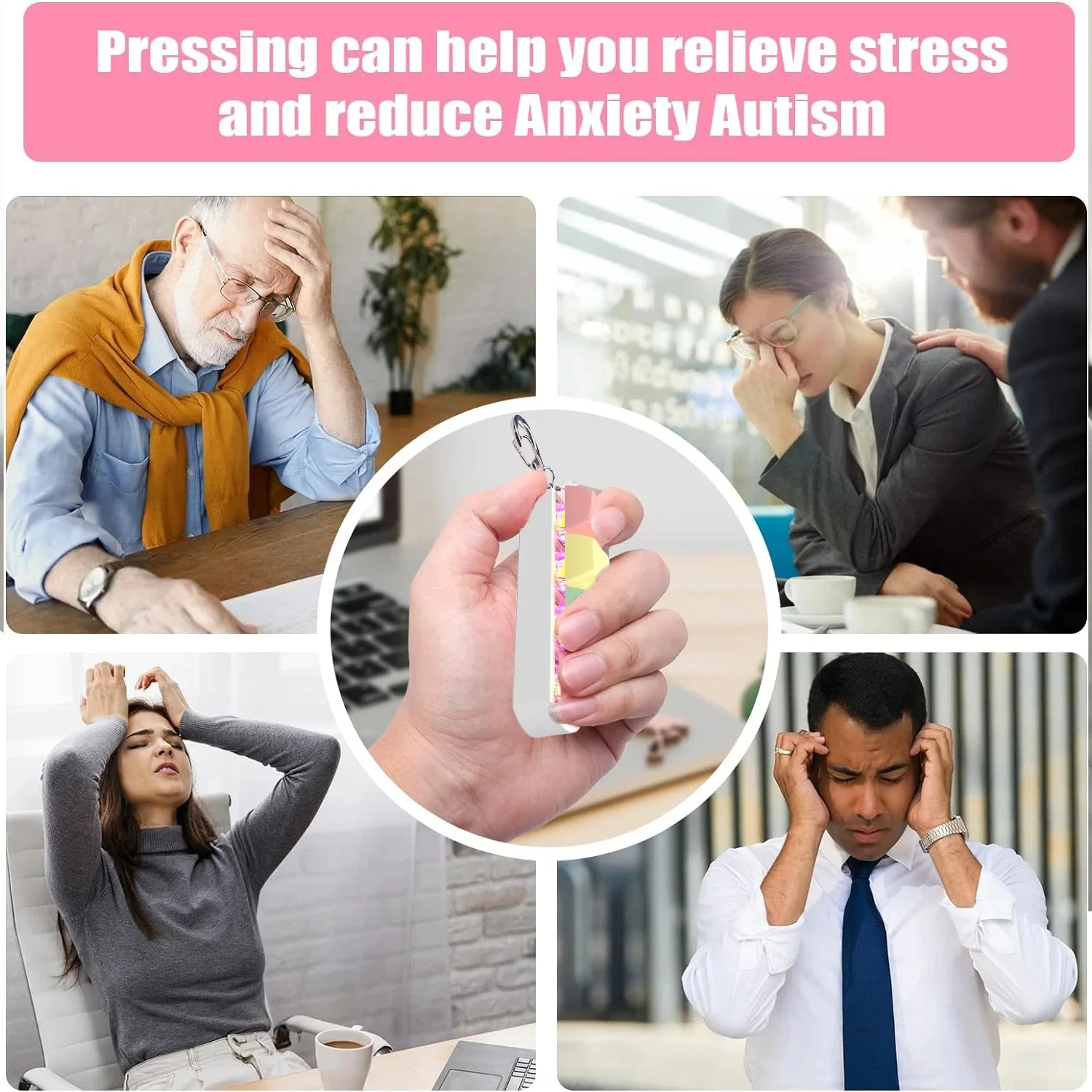 ألعاب فيدجيت للوحة المفاتيح مع ضوء LED، سلسلة مفاتيح صامتة وعالية الصوت، لعبة حسية لتخفيف التوتر والتوحد