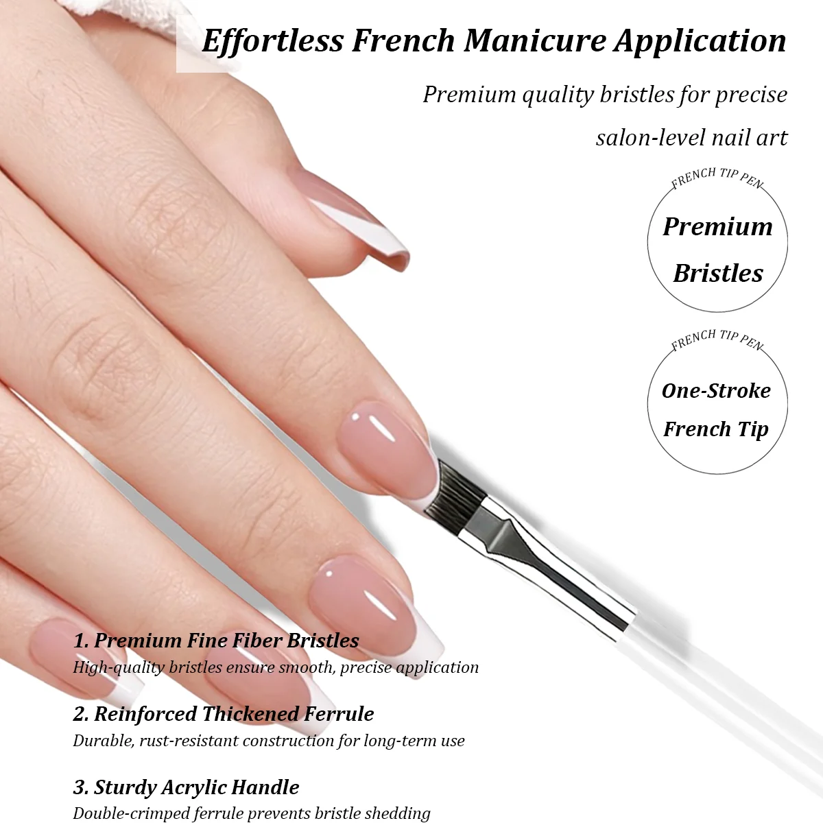 1/2/3-teiliges Halbmond-Winkelpinsel-Set für French Manicure, Gel-Lack-Verlauf, French Manicure mit dünnen Linien & Detailzeichnung – Detail 1