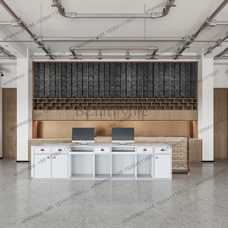 FG Contemporary Commercial Reception Desk Task Computer Reception Counter Modern Luxury Comptoir Reception Office Furniture