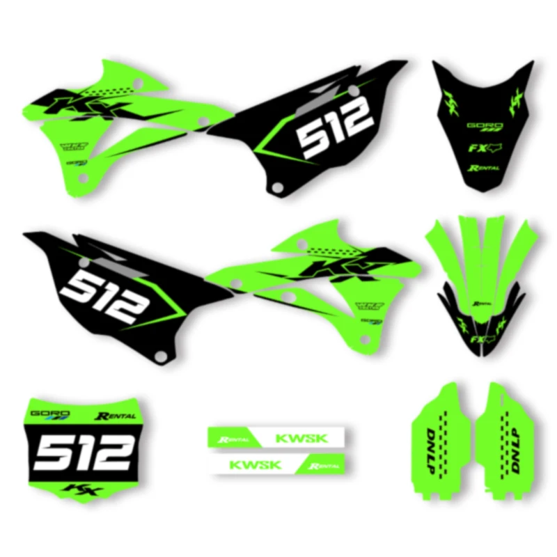 

Powerzone Motorcycle Fairing Graphics Decals Stickers Kits for Kawasaki KX85 KX100 KX 85 100 2014-2021 Number Name Custom