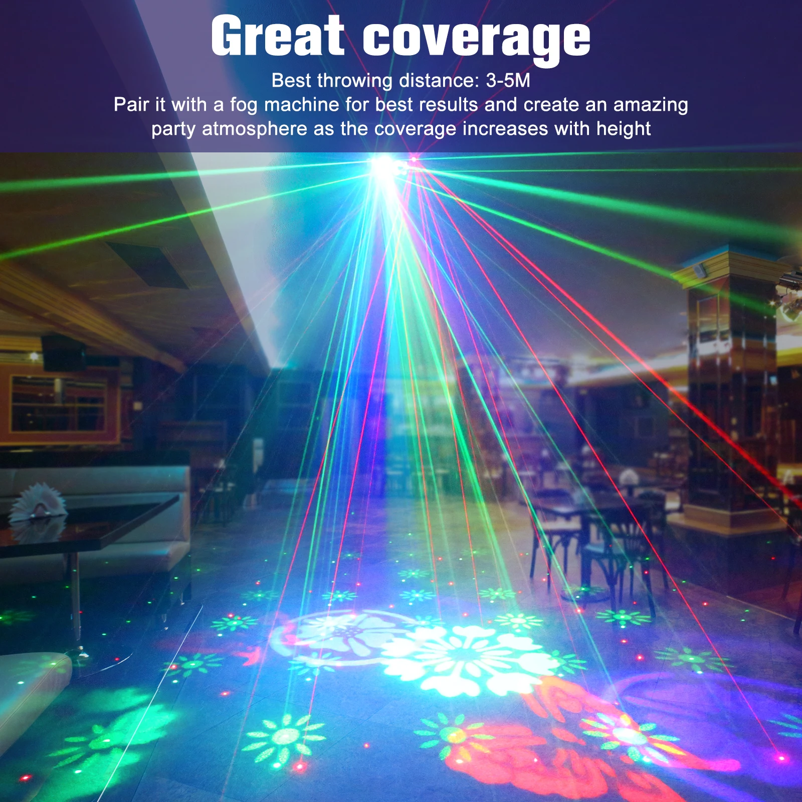 U'King 80W Disco Party Lights LED Bee's Eye 6IN1 Effect Strobe Stage Light DMX Control&Sound ActivatedFor DJ Bar Christmas Party