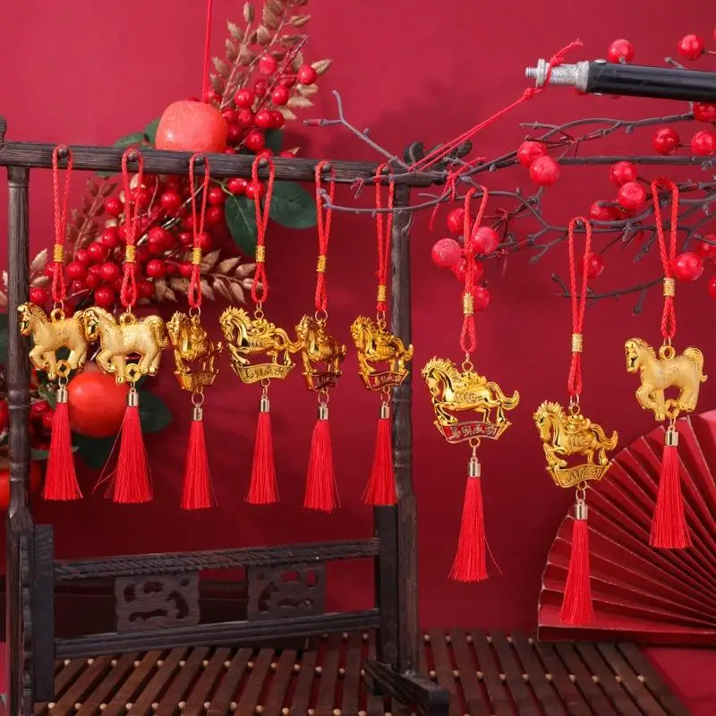 رائجة البيع 2026 السنة الجديدة للحصان الجدار الشنق حلية السنة الجديدة محظوظ ديكور في الهواء الطلق هووسورمينغ الأخضر بوعاء قلادة صغيرة #3