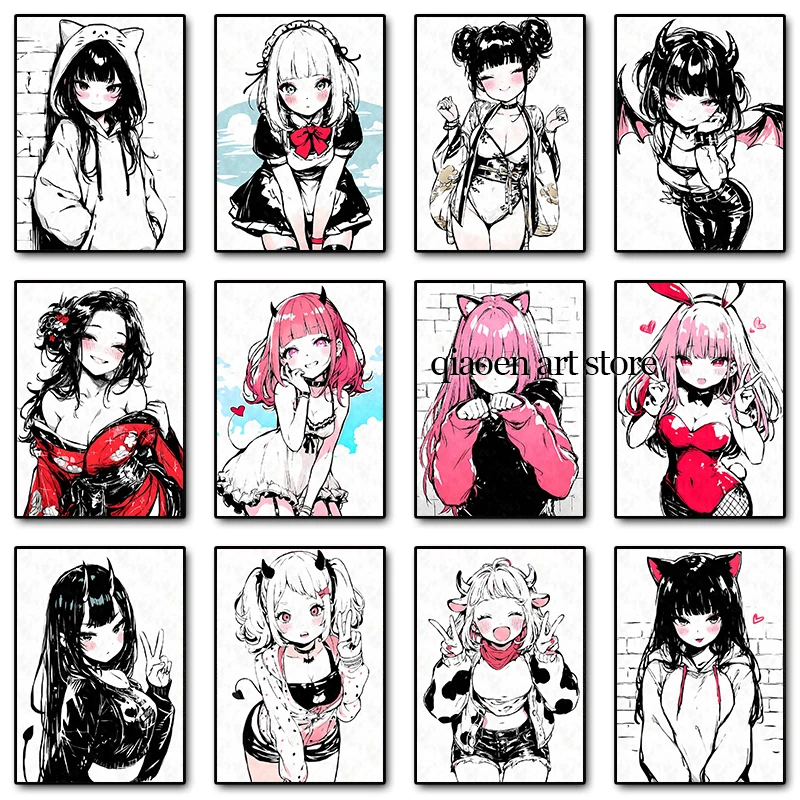 Póster de Anime de chica de conejo Succubus, lindo y Sexy, Catgirl, Kawaii, Manga, Otakus, impresión en lienzo, arte de pared, imagen para habitación, decoración del hogar