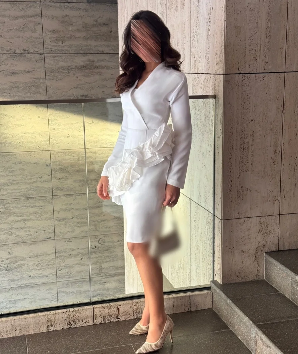 

Customized Modern Style Elegant Evening Dress Pleat Straight Short Dresses Bespoke Occasion Grace Party Wedding Gown