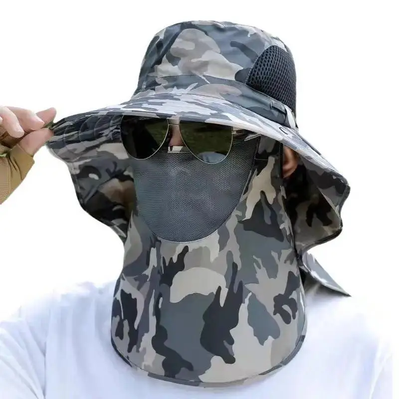Outdoor Fishing Hat Men's UV Protection Sunshade Cap Mountain Climbing Fisherman's Summer Face Mask One-Piece Clothing Set view 5