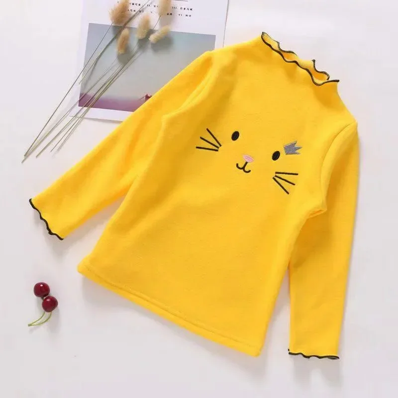 Girls Long Sleeved T Shirt Kids Cartoon Top Tees 2024 Spring Autumn Cotton Blouse 2 To 8 Years Children\'s Undershirt Clothing