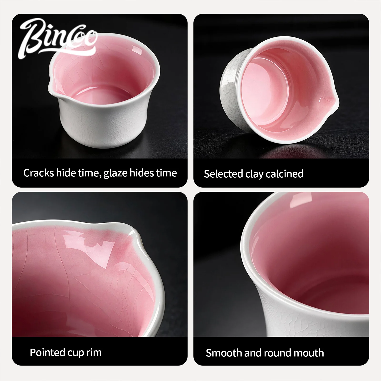 Bincoo Ice Crackle Ceramic Espresso Shot Cup 90ml – Drip Coffee Receiver, Ounce Measure Cup, Mini Milk Creamer
