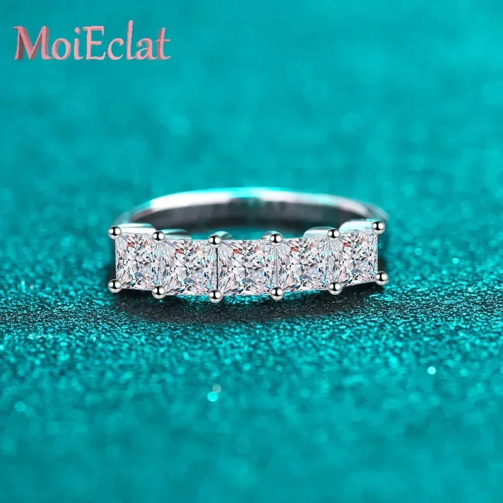 MoiEclat Store Platinum PT950 Modern Jewelry Princess Square Rings for Women 2ct Moissanite,Wedding Band Exquisite Jewelry Gifts