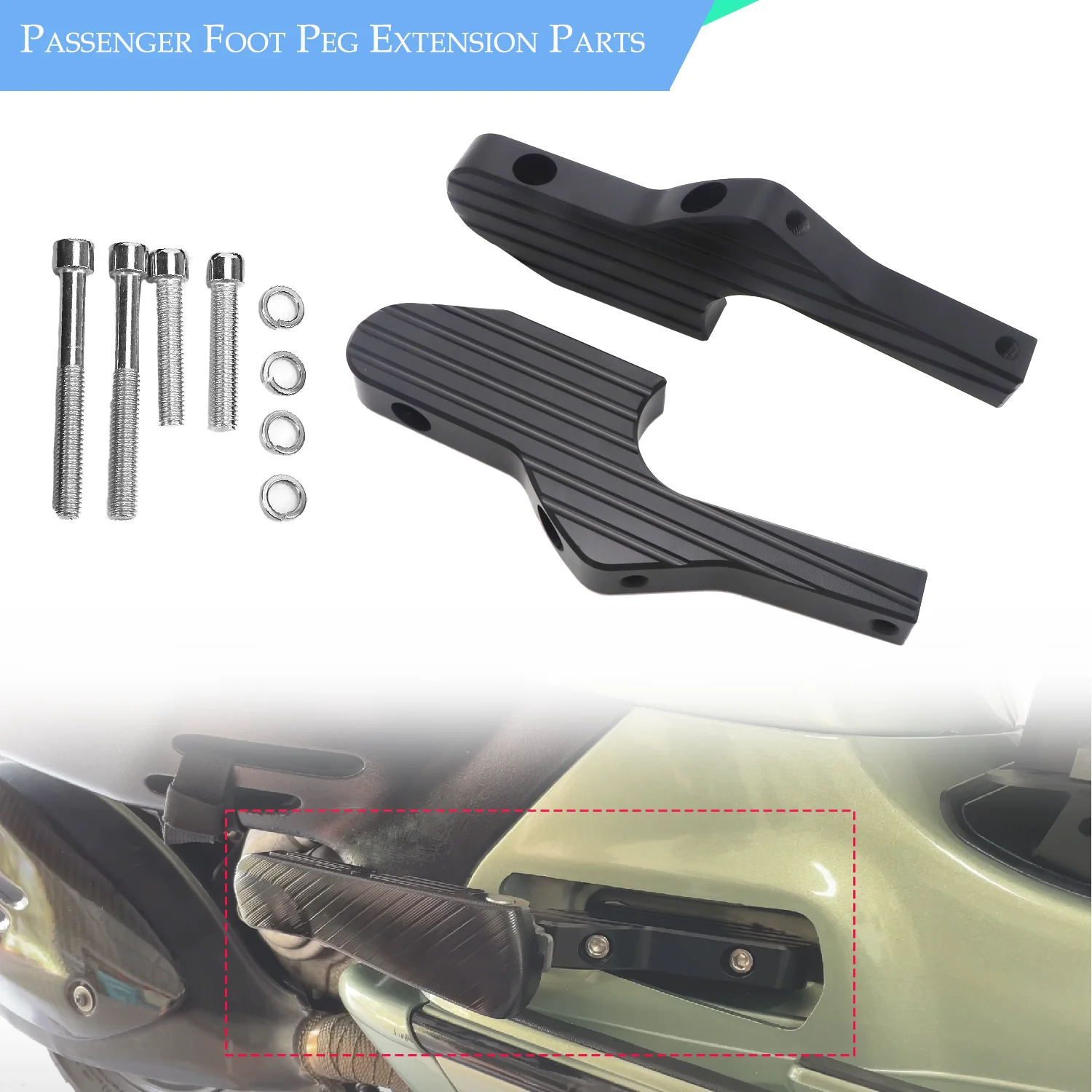 Kit Adattatori Puig Per Poggiapiedi Moto - Riposizionamento 40mm, Regolabile, Nero - Foto 5