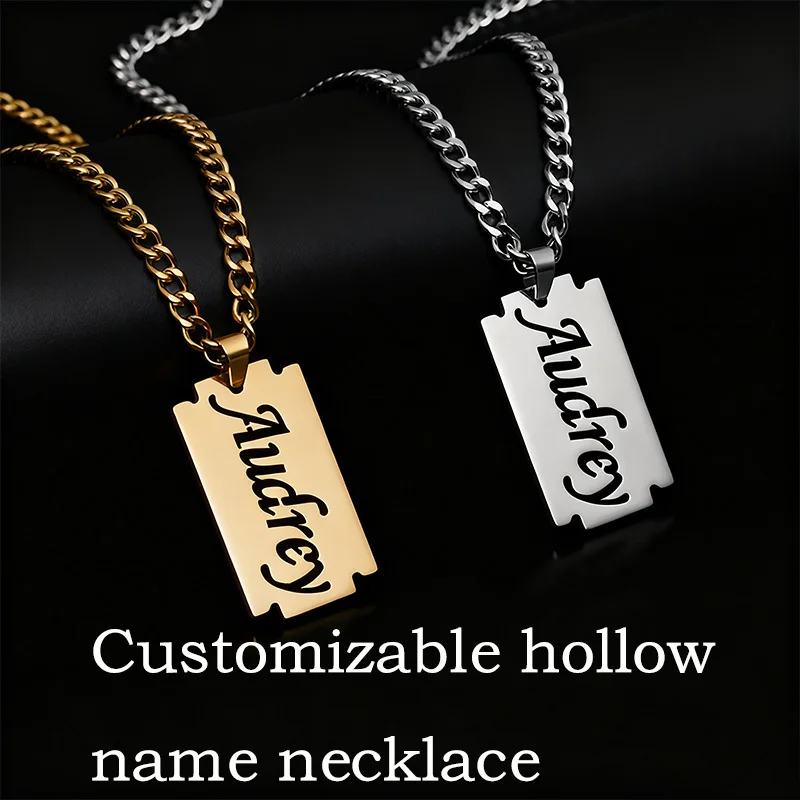 

Ожерелье-чокер с полым именем на заказ, ожерелье из нержавеющей стали с именем, персонализированное ожерелье для женщин и мужчин с буквенным принтом, ожерелье для пар, подарок