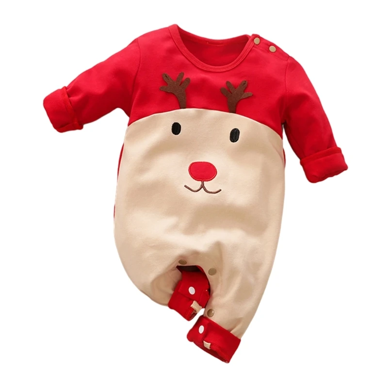 Festive Baby Santa Cosplay Costume Christmas Long Sleeved Jumpsuit Infant Romper 0-24M Baby Photography Outfit Partywear