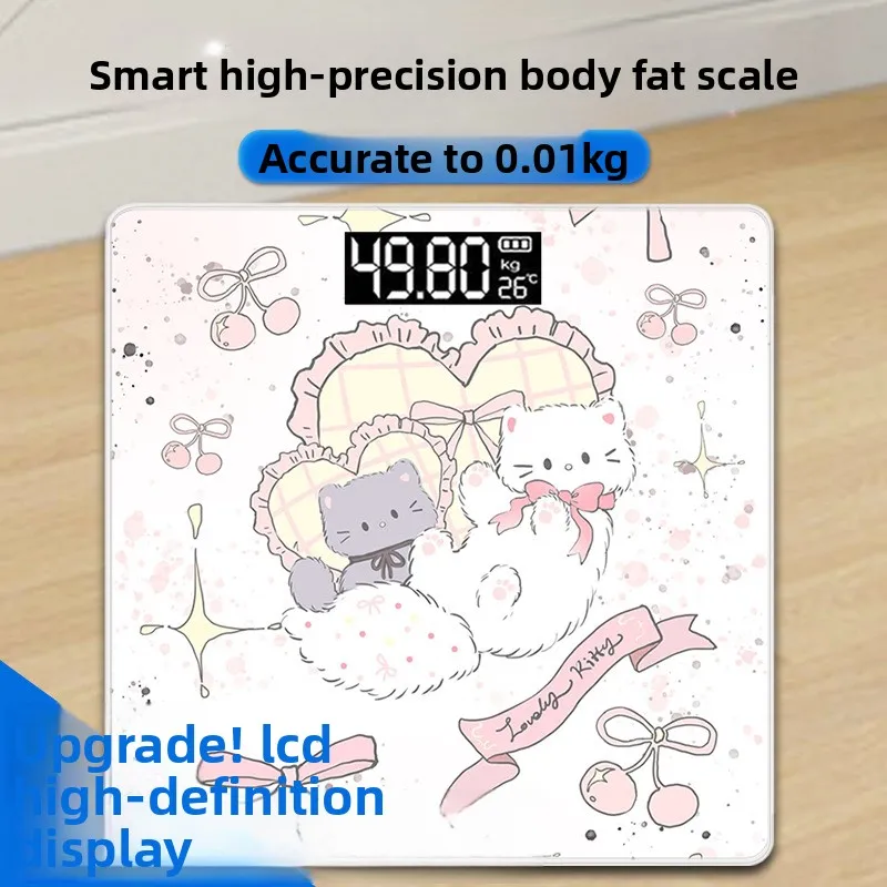 HUIBAOGE Home Bedroom Electronic Scale Smart Body Fat Scale USB Rechargeable Body Weight Scale for Home Use, Small Size