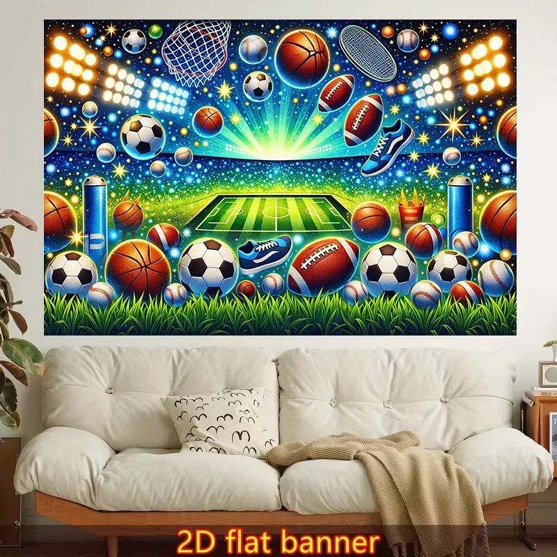 1pc 2D Flat Printed Wall Tapestry|Sports Equipment, Action, Athletics Theme, Colorful Aesthetics, Suitable for Living Room, Bedroom, Office